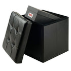 Winsome - Pouf Ashford 15 po x 15 po avec espace de rangement, similicuir, noir (20415)-Assemblage instantané simple