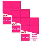 JAM Paper Étiquettes postales de couleur néon fluorescent, 3 1/3 x 4 po, rose néon, 360/paquet-Taille : 4 x 2 po