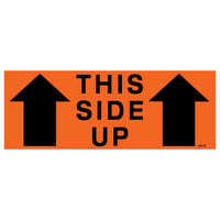SPC - Étiquette Adhésive "This Side Up" - 2 po x 5-3/8 po - Noir sur Rouge Fluorescentes - Paquet de 500-Étiquette adhésive "This Side Up" 