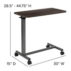 Flash Furniture Table de lit réglable à roulettes pour la maison et l'hôpital-8