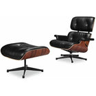 Nicer Furniture - chaise longue et ottoman moderne classique - noir/palissandre-Mécanisme pivotant intégré avec une base à inclinaison permanente de 15 degrés et des supports amortisseurs en caoutchouc reliés de la tête au dossier permettant une flexibilité