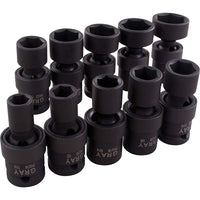 Ens. 10douilles 6pans 7/16 à 1po, prise 1/2po-1