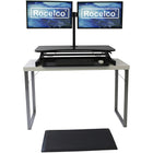 Rocelco - Deluxe Ensemble de bien-être de rehausseur de bureau à hauteur réglable avec support pour tapis et double moniteur-Grande surface de travail: le bureau de 37.5 po de largeur sur 20.5 po de profondeur peut contenir jusqu'à deux moniteurs de 32 po et le plateau de clavier rétractable de 29 po de largeur sur 11.5 po de profondeur peut contenir un ordinateur portable si nécessaire