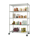 Étagère à tablettes grillagées à 5 niveaux TRINITY EcoStorage, Chrome (TBFZ-0915)-La couleur chrome procure une apparence épurée et industrielle à n’importe quel espace