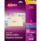 Avery - Étiquettes d'adresses Easy Peel laser/jet d'encre, incolores, 1 1/3 po x 4 po, paq./140 (7662)-Étiquette permanente