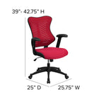 Flash Furniture – Fauteuil de bureau BLZP806BY à dossier haut en maille, accoudoirs réglables, bourgogne-Siège rembourré en maille bourgogne