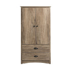 Prepac Armoire Salt Spring, gris vieilli-Les portes sont dotées de charnières réglables dans six directions et de boutons noirs mats.