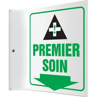 Accuform Signs - Enseigne Projection « Premiers Soins », 8po x 8po, Plastique, Français Avec Pictogramme-Type d'affichage Boulonné