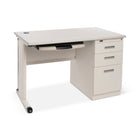 CB Office Stellia Metal Utility Computer Desk - Matte White and Grey-Surface en laminé (1 po) résistante aux égratignures, aux taches et aux dégâts