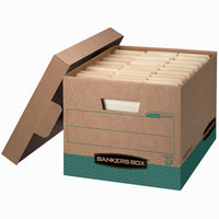 Fellowes - Bankers Box R-Kive - Boîte de rangement recyclée - Format lettre et légal - Kraft/vert-Parois à double épaisseur sur la longueur, à triple épaisseur sur la largeur et avec un double fond pour résister aux manipulations fréquentes