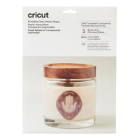 Cricut - Papier autocollant transparent imprimable - 8,5 po x 11 po - 5 Feuilles-À utiliser avec les imprimantes à jet d'encre et les machines de découpe Cricut compatibles