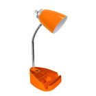 LimeLights -Lampe de bureau organisateur à col de cygne de 18 1/2 po avec support et port USB - Orange-Lampe de bureau à col de cygne avec support pour tablette et port USB