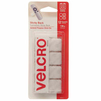 Attaches carrées Velcro Sticky Back, 7/8", blanc, paquet de 72-Les carrés mesurent 7/8"