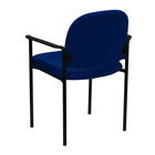 Flash Furniture – Chaise empilable en tissu avec structure en acier et accoudoirs, bleu marine-Rembourrage en tissu marine