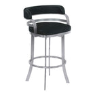 Armen Living - Prinz 66 cm Tabouret pivotant métal Simili Cuir Noir-Assemblage requis