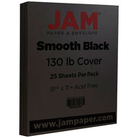 JAM Paper Papier cartonné mat, 8,5 x 11 po, 130 lb, noir lisse, 25/paquet (296731638)-Papier cartonné noir, couverture