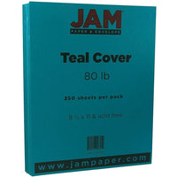 JAM Paper Papier cartonné, 8 1/2 x 11 po, bleu sarcelle, 250 feuilles/paquet-Bleu sarcelle