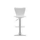CorLivingMC – Tabouret de bar ajustable à dossier haut incurvé, similicuir blanc, ensemble de 2-Mécanisme d’élévation au gaz permettant d’ajuster facilement la hauteur du tabouret