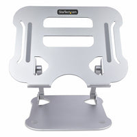 StarTech - Support de bureau pour ordinateur portable à hauteur réglable-Les coussinets antidérapants et les brides avant sur les bras de montage offrent un support stable et sécurisent l'ordinateur portable aux angles prononcés