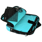 Classic Clamshell Sacoche pour Ordinateur Portable 11,6 po, Noir et Aqua-Le compartiment pour ordinateur portable peut accueillir jusqu'à 12 pouces