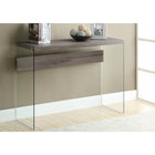 Monarch Specialties - 3055 Table D'Appoint 44 po L - Taupe Foncé/Verre Trempe-Fait une impression contemporaine en tant que table d'entrée, table d'appoint de salon ou console de chambre à coucher