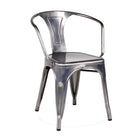 Nicer Furniture - fauteuil industriel empilable de style Tolix A - gris acier - paquet de 2-Chaise à accoudoirs pour intérieur/extérieur