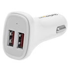StarTech Chargeur de voiture USB à 2 ports, 24 W/4,8 A, blanc (USB2PCARWHS)-Rechargez tous vos appareils mobiles pendant le trajet