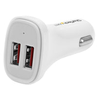 StarTech Chargeur de voiture USB à 2 ports, 24 W/4,8 A, blanc (USB2PCARWHS)-Rechargez tous vos appareils mobiles pendant le trajet