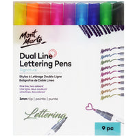 Mont Marte Stylos feutres fins doubles pour lettrage pointe 1mm - Paquet de 9-1
