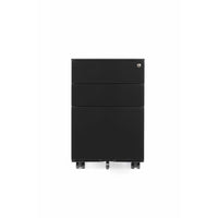 Meuble De Rangement Trois Tiroirs Gry Mattr - Noir-Meuble de rangement vertical mobile avec deux tiroirs et un tiroir pour dossiers de format lettre ou légal (dossiers non inclus)