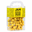JAM PAPER - Punaises Colorees, Punaises Carte à Tête Ronde, Jaune, Paquet de 100-Taille : Norme (environ 1 pouce)