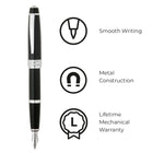 A.T. Cross - Stylo-plume Bailey, noir, plume moyenne-Les stylos Cross sont des cadeaux parfaits depuis plusieurs générations et sont fièrement offerts dans une boîte-cadeau de qualité supérieure. 