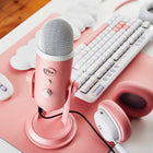 Logitech - Blue Yeti Microphone de Jeu USB Premium - Aube rose-Compatible avec PlayStation : Utilisez le Yeti comme votre micro PS4 ou micro PS5 pour une amélioration audio instantanée