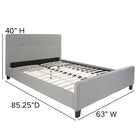 Flash Furniture - Grand lit plateforme tapissier capitonné Tribeca - tissu gris clair-Capitonné
