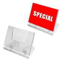 Futech - Support pour enseigne de comptoir, 4 "L x 2-3 / 4" H, transparent, 10 / paquet-Taille: 4 "L x 2-3 / 4" H