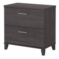 Bush Furniture - Classeur latéral à 2 tiroirs Somerset - Gris orage-Les tiroirs du classeur latéral 30" L x 17" P x 29" H logent des documents de format légal, lettre, et A4