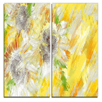 Designart – Impression sur toile, fleur jaune et vert, 40 larg. x 40 haut. (po), 2 panneaux (PT3418-40-40)-Impression