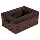 CTG – Paniers de rangement tressés, doublure pompom, brun-Fait de papier magnifiquement tissé et doublure en coton à 100 % 