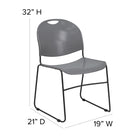 Flash Furniture - Chaise ultra-compacte empilable grise de la série HERCULES avec cadre enduit de poudre noire-Cadre de base traîneau noire avec patins en plastique non marquant