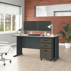 Bush Business Furniture - Bureau 60 po avec classeur mobile Cubix de, ardoise/blanc spectral-Le fini en stratifié thermofusionné protège le meuble contre les rayures et les taches