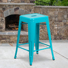 Tabouret de comptoir sans dossier de 24 po, intérieur/extérieur, bleu sarcelle brillant (ET-BT3503-24-CB-GG)-4