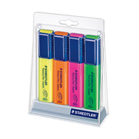 Surligneurs à pointe biseautée Textsurfer de Staedtler – Couleurs variées – Paquet de 4-Couleurs variées