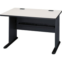 BushMD – Bureau 48 po de la collection Cubix, fini gris ardoise/spectre blanc-Surface de travail en mélamine de qualité commerciale de 1 po d'épaisseur, bords en PVC