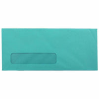 JAM Paper #10 Enveloppes à fenêtre Colourées d'affaires - 4,125" x 9,5" - Bleu mer recyclé - Paquet de 50-Couleur : Bleu marine