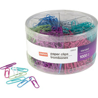 Staples - Trombones recouverts de vinyle, taille n° 1, couleurs mode variées, paq./1000-Les trombones en vinyle glissent facilement et ne laissent jamais de marques sur vos documents
