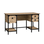 Sauder 54"W La Collection Steel River Bureau - Finition Milled Mesquite-Deux tiroirs avec coulisseaux en métal et butées de sécurité. Tiroir à coulisses à extension complète pour dossiers suspendus de format lettre.