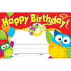 Trend Enterprises - Certificat de reconnaissance à thème d’hiboux, Happy Birthday, 240/paquet (T-81044)-Taille : 5 1/2 haut. x 8 1/2 larg. (po)