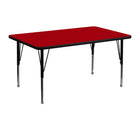 Flash Furniture – Table d’activités rectangulaire de 30 x 48 po, surface thermofusionnée, pattes préscolaires réglables, rouge-Stratifié, rouge