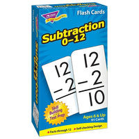 TREND enterprises Inc. Ensemble de cartes éclair, Soustraction 0 à 12, 91 cartes-Ensemble de cartes éclair pour la salle de classe, l’établissement de soins ou pour l’utilisation à domicile pour l’enseignement des soustractions de base