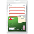 Avery - Étiquettes permanentes pour chemises de classement, 3 1/2 po x 1/3 po, bande rouge, paq./70 (2326)-Faites ressortir les chemises de dossiers avec un look professionnel. Ces étiquettes comportent une bande de couleur accrocheuse en haut pour vous aider à trouver encore plus facilement le dossier que vous recherchez et sont parfaites pour le codage couleur.